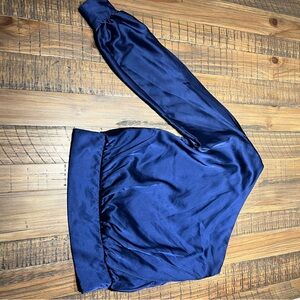 Sleek Blue Satin Long Sleeve Top